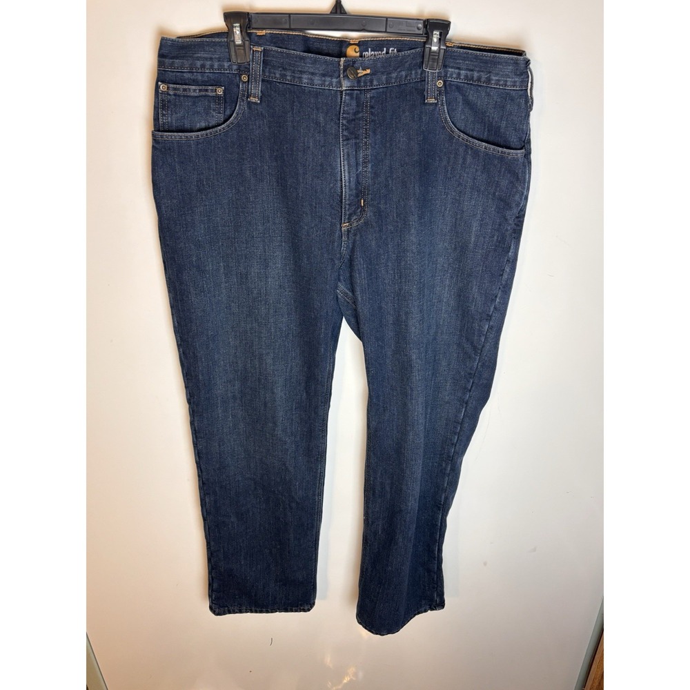 Carhartt Jeans Mens 40X32 Blue Relaxed Fit Fleece Lined 102803-966 Workwear